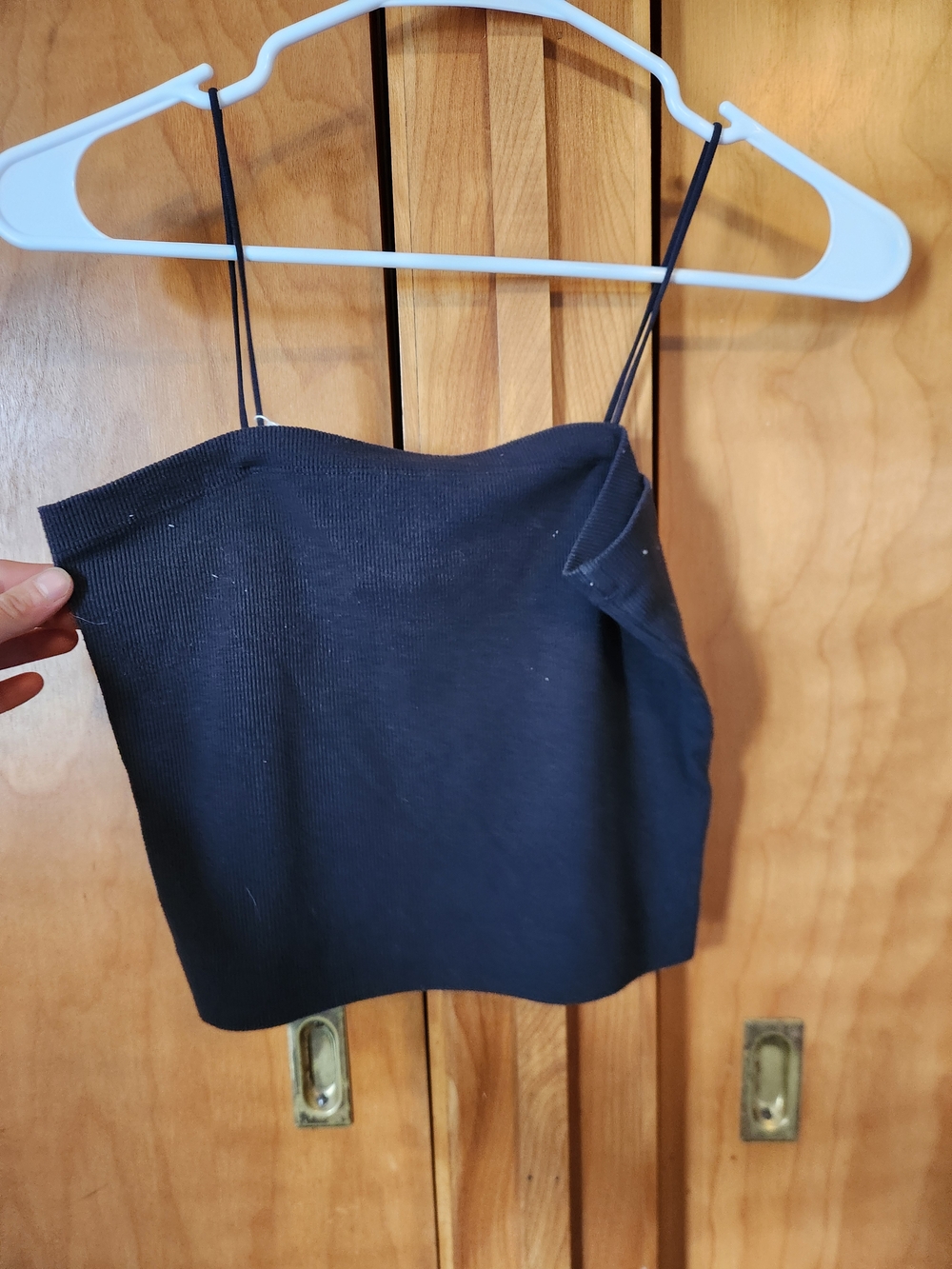 American Eagle Outfitters Navy Blue Ribbed Spaghetti-Strap Crop Camisole